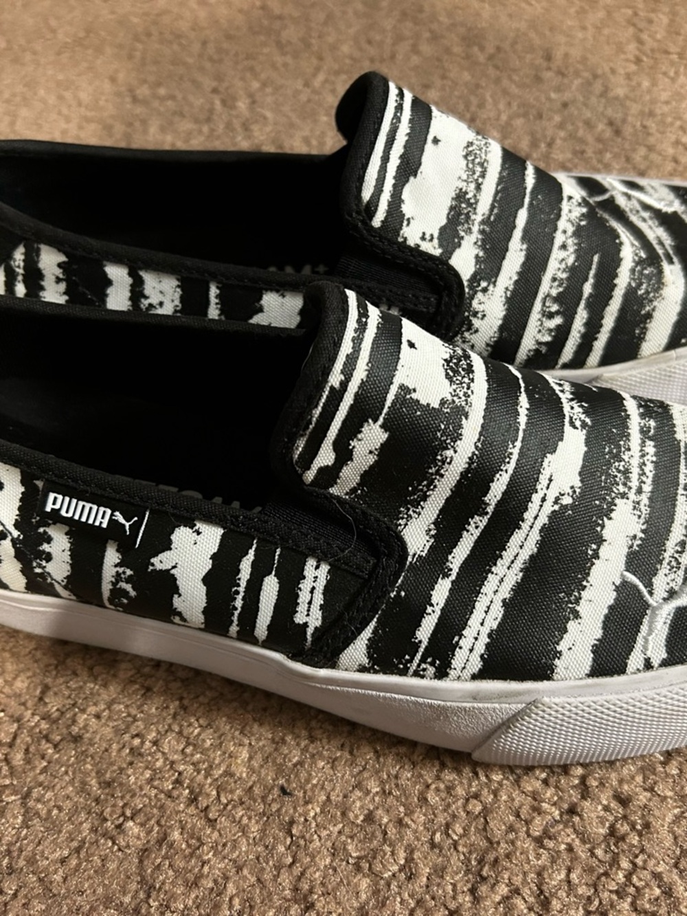 Puma Black & White Zebra-Print Slip-On Sneakers